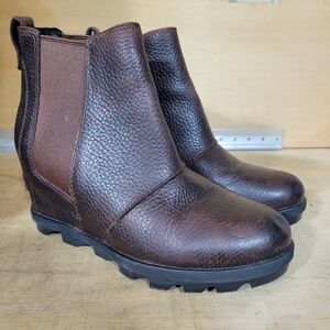 Joan of the Arctic Sorel Wedge Chelsea Boot Shoes Size 7 Brown